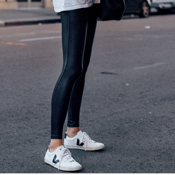 feelingirl Pants - 🕶️New Black Faux Leather Leggings Ankle Skinny Pants LARGE Stretch Slimming